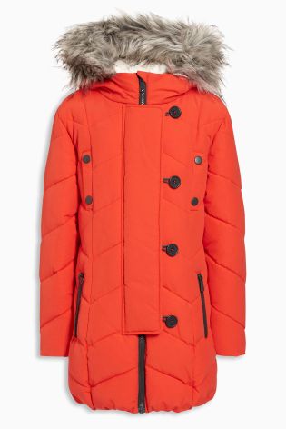 Orange Long Padded Jacket (3-16yrs)